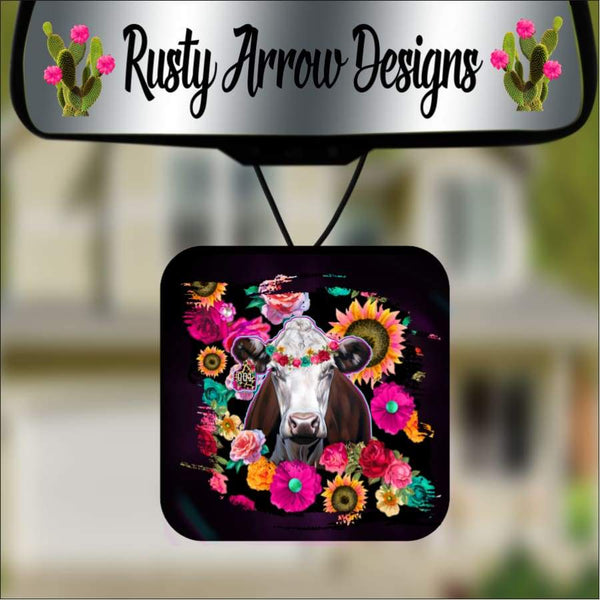 Floral Cow Square Air Freshener - Air Freshener