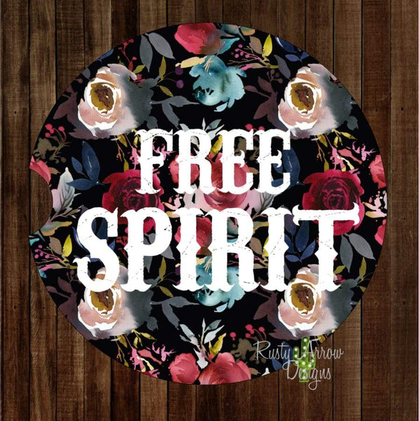 Floral Free Spirit Set of 2 Car Coasters - Car Coasters