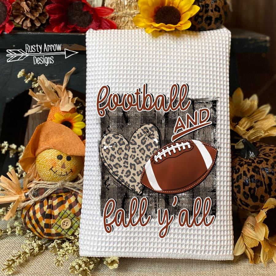 Football and Fall Y'all Waffle Weave Tea Towel