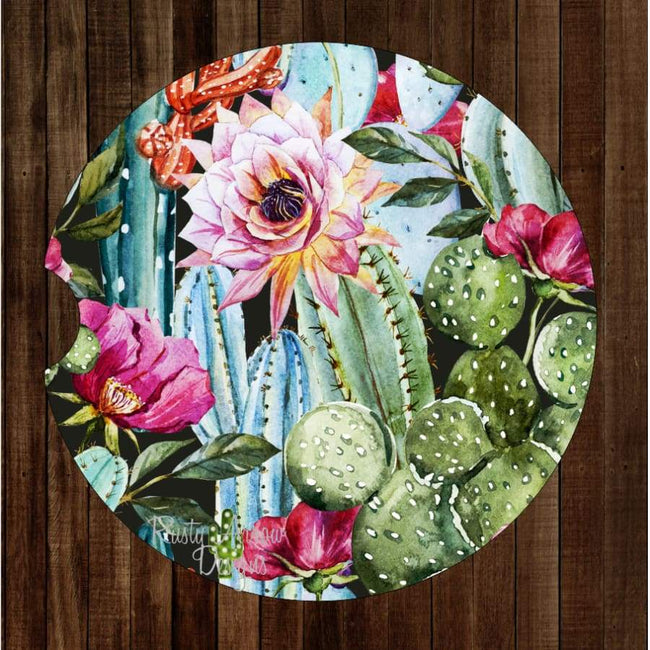 Full Cactus and Succulents Set of 2 Car Coasters - Car Coasters