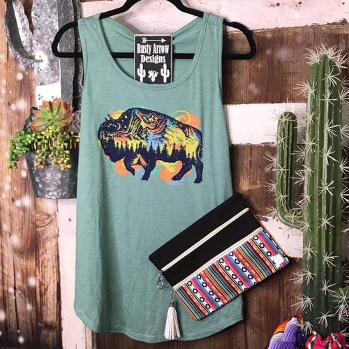 Galaxy Buffalo Scoop Neck Tank - Tee Shirt