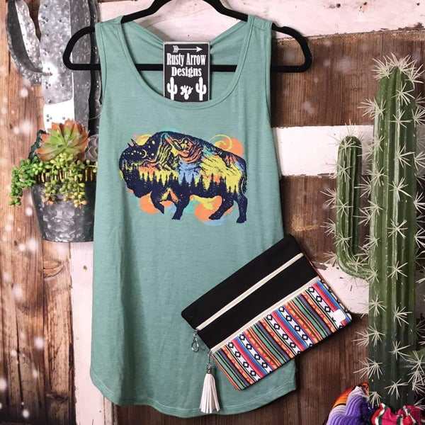 Galaxy Buffalo Scoop Neck Tank - Tee Shirt
