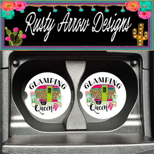 Glamping Queen Set of 2 Car Coasters - Car Coasters