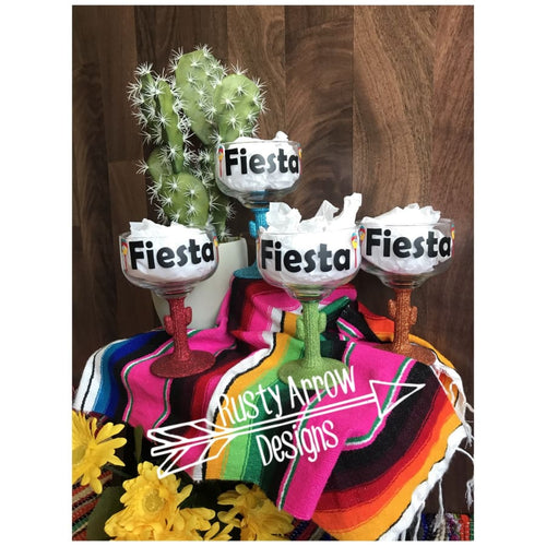 Glitter Cactus Margarita glass perfect for a bachelorette or fiesta themed party! - Set of 4 Red Orange Lime Green Turquoise - Drinkware