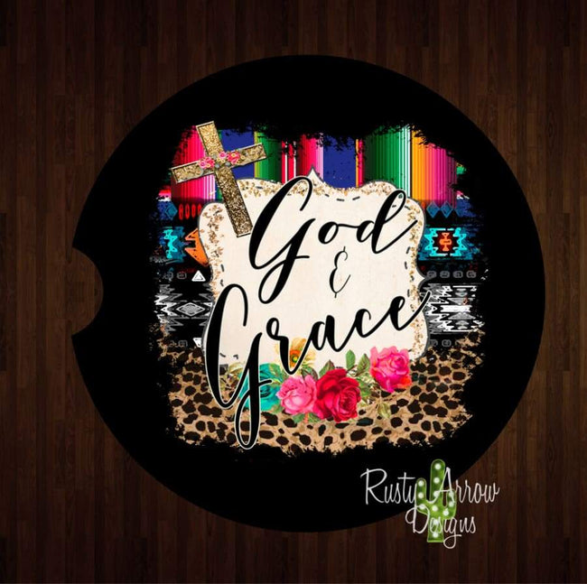 God and Grace Set of 2 Car Coasters - Car Coasters