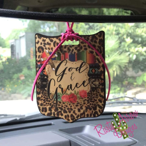 God & Grace Rear View Mirror Charm Bag Tag or Christmas Ornament