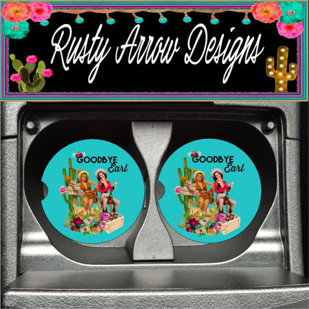 Sugar Skull Black Set of 2 Car Coasters