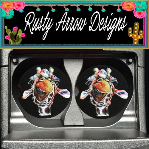 Goofy Giraffe Set of 2 Car Coasters - Car Coasters