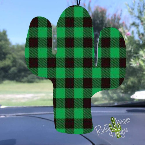 Green Buffalo Plaid Cactus Air Freshener - Air Freshener
