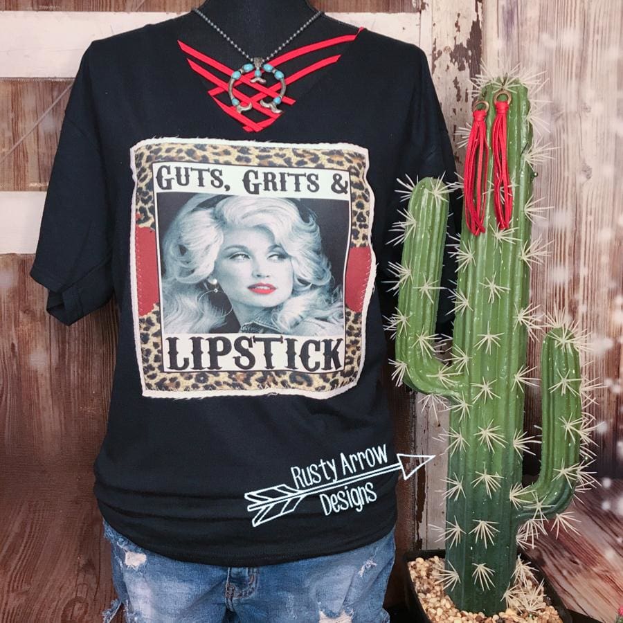 Guts, Grits, and Lipstick Patch Tee V-neck or Original Neck