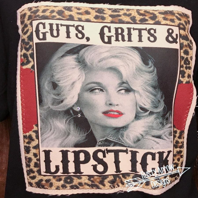 Guts Grits and Lipstick Patch Tee V-neck or Original Neck - Tee Shirt