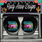 Hippie Heart Set of 2 Car Coasters - Car Coasters
