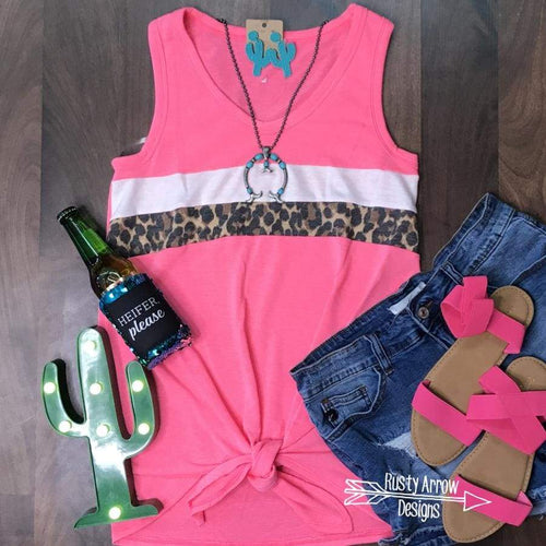 Hot Pink Cheetah Tank Top - Tee Shirt