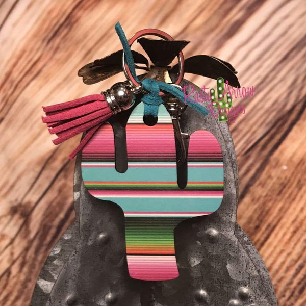 Hot Pink Serape Cactus Key Chain