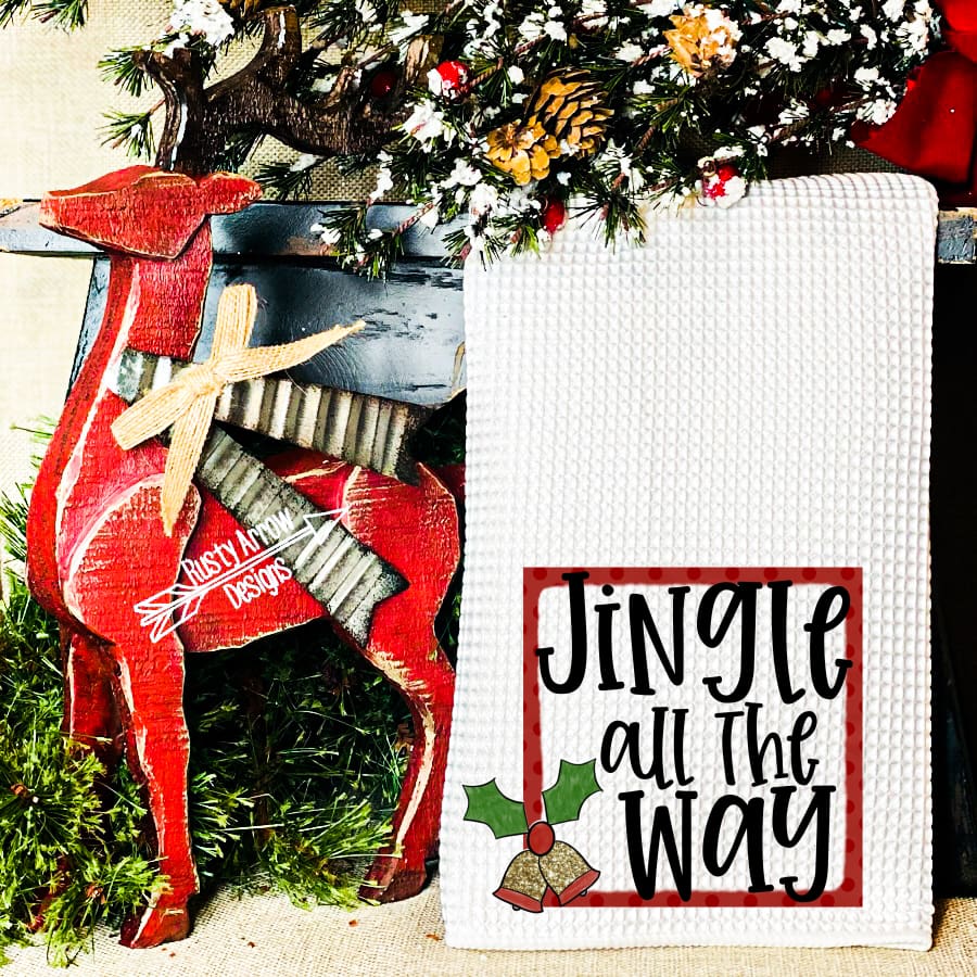 Jingle all the way Waffle Weave Tea Towel