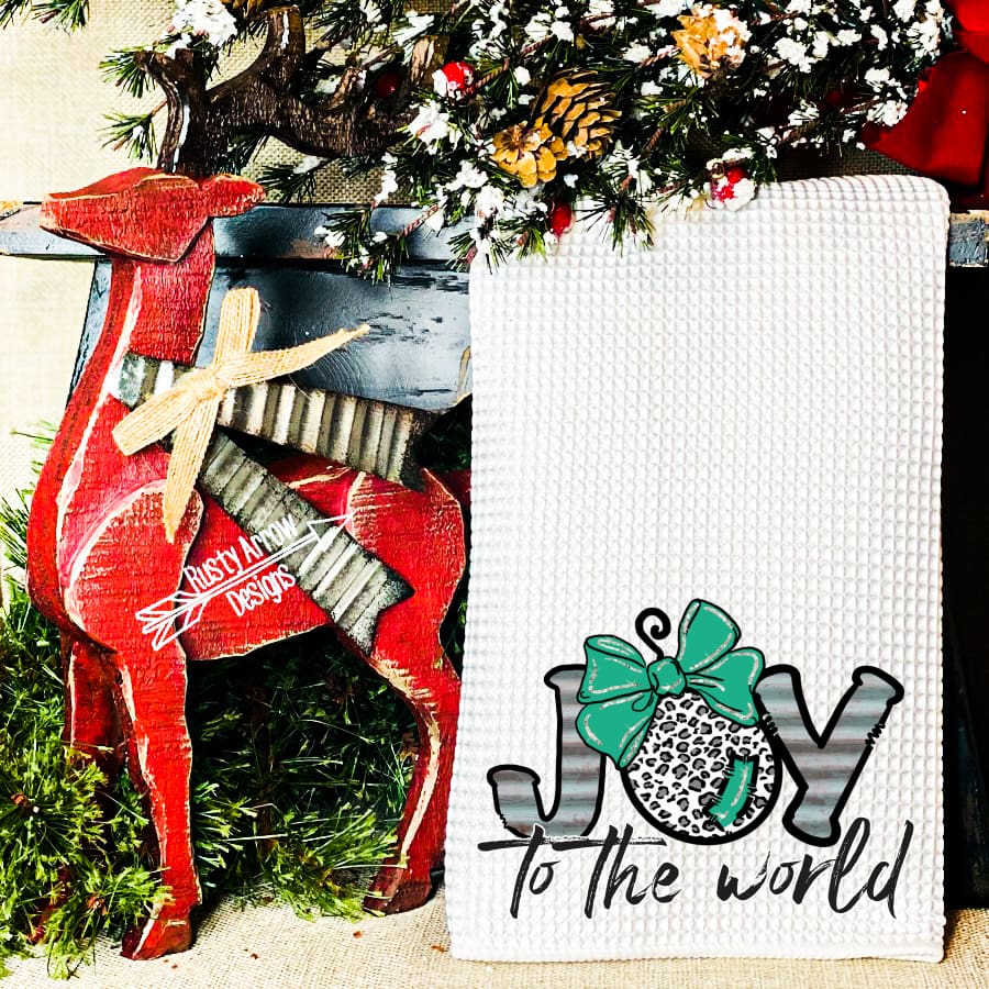 Joy to the World Waffle Weave Tea Towel
