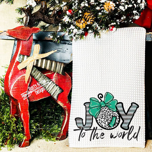Joy to the World Waffle Weave Tea Towel