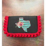 Key Chain Wallet - Black w/ Red Cheetah Texas