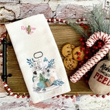 Let it Snow Blue Waffle Weave Tea Towel