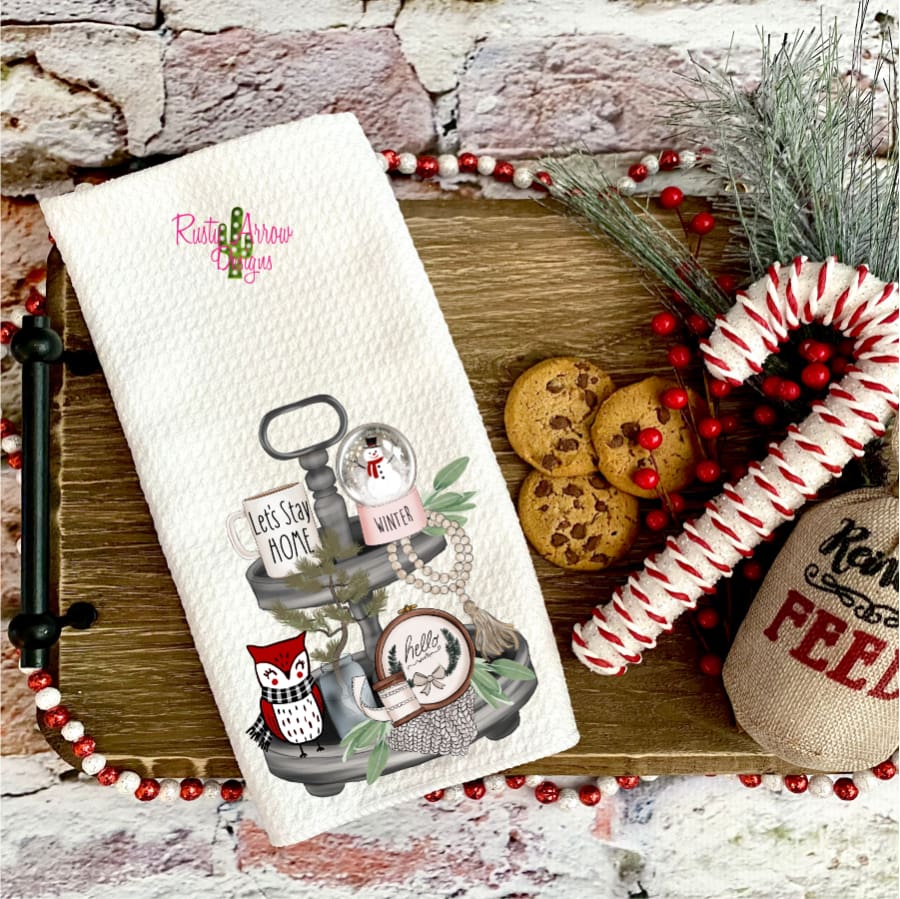 Let's Stay Home Waffle Weave Tea Towel