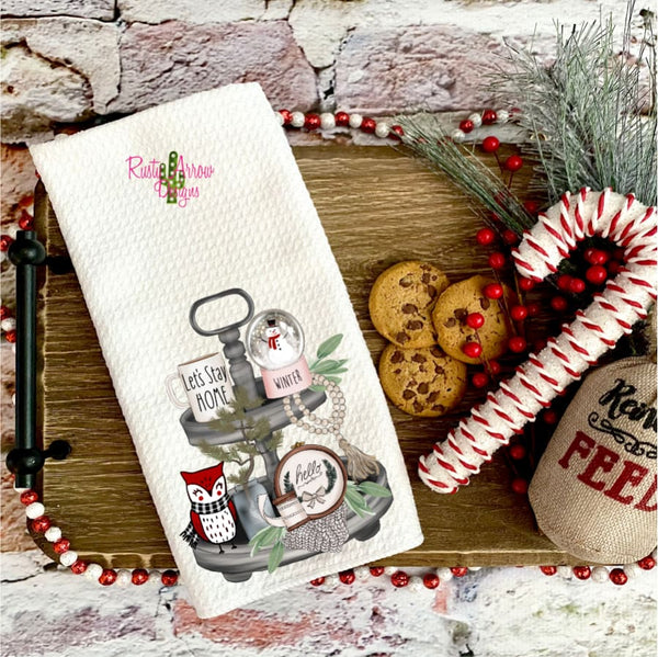 Let’s Stay Home Waffle Weave Tea Towel