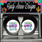 Livin Like Hippies Set of 2 Car Coasters - Car Coasters