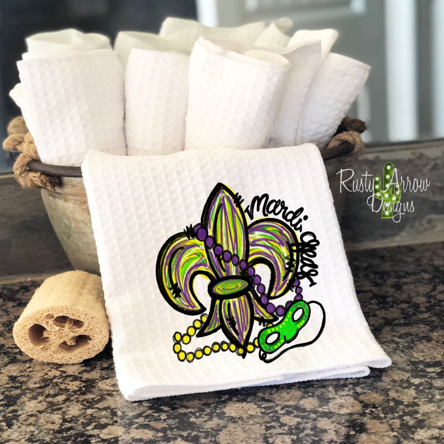 Mardi Graz Waffle Weave Tea Towel
