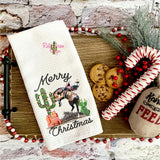 Merry Buckin Christmas Waffle Weave Tea Towel