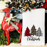 Merry Christmas Trees Waffle Weave Tea Towel