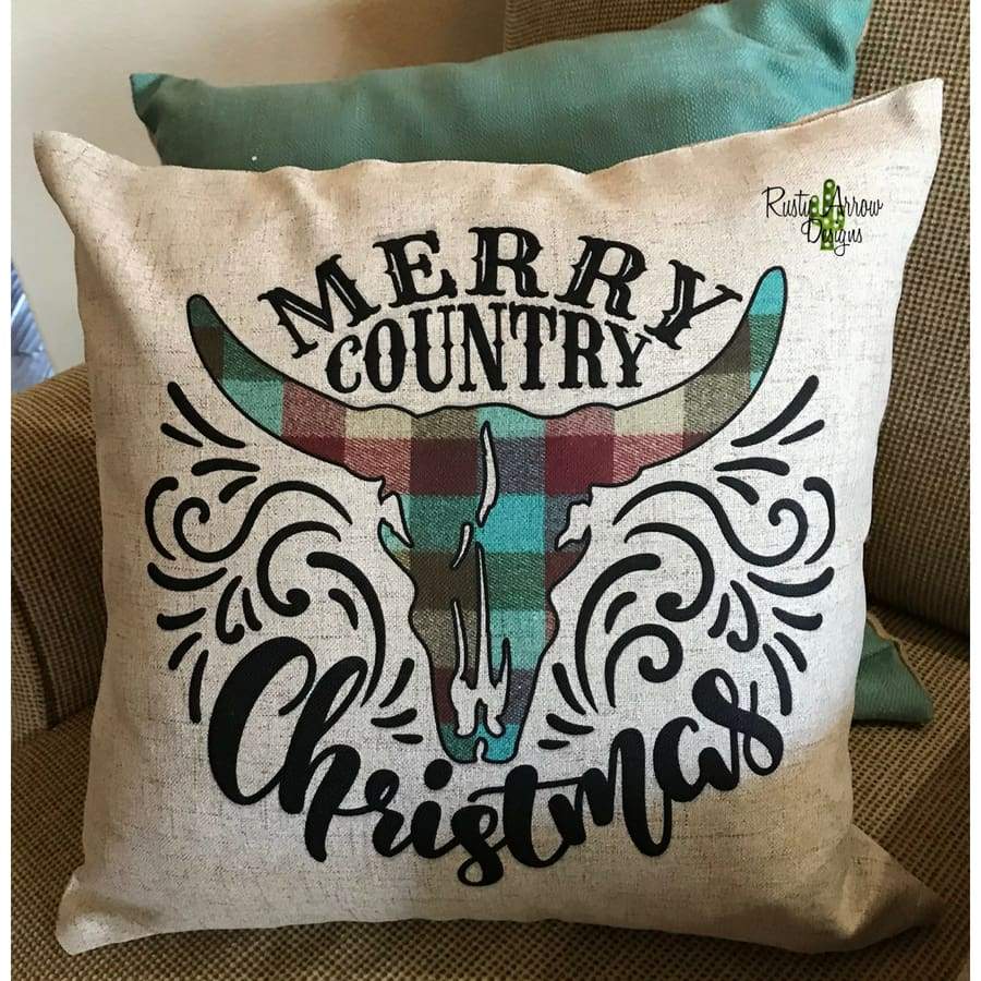 Merry Country Christmas Decorative Throw Pillow