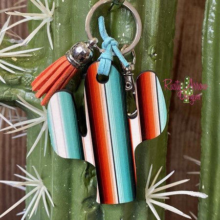 Colorful Stripe Cactus Key Chain