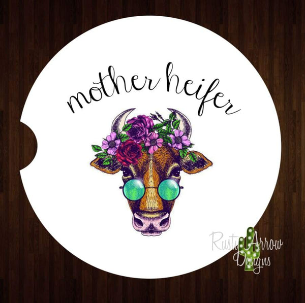 Mother Heifer Set of 2 Car Coasters - Car Coasters