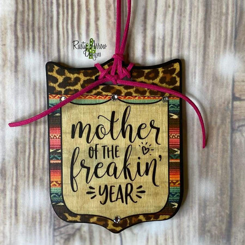Mother of the Year Tag Rear View Mirror Hanger Christmas Ornament Bag Tag