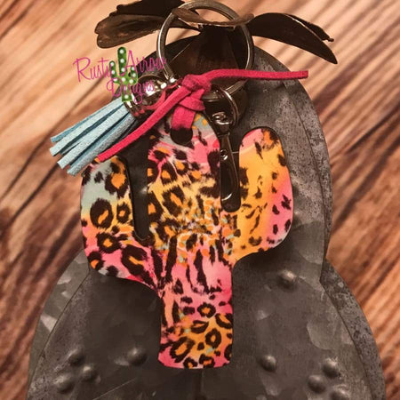 Back with Feathers Cactus Key Chain