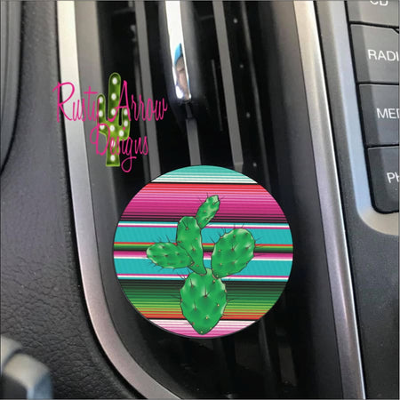 Serape Cheetah Cactus Car Vent Clip