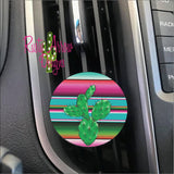 Neon Serape Cactus Car Vent Clip