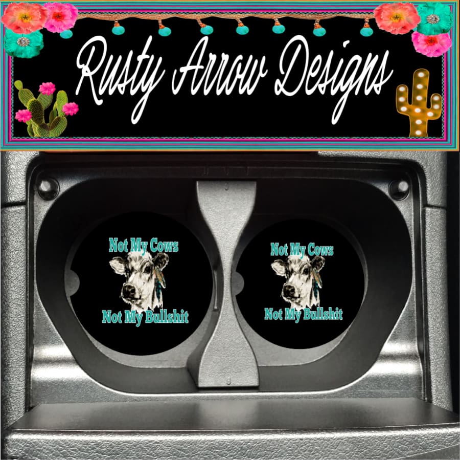 Not My Cows Set of 2 Car Coasters