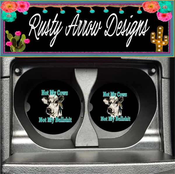 Not My Cows Set of 2 Car Coasters - Car Coasters