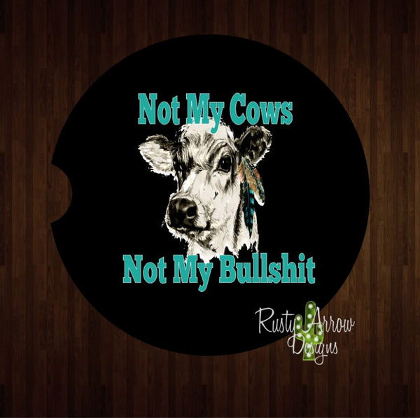 Not My Cows Set of 2 Car Coasters - Car Coasters