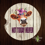 Not Today Heifer Barnwood Set of 2 Car Coasters - Car Coasters