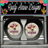 Not Today Heifer Barnwood Set of 2 Car Coasters - Car Coasters