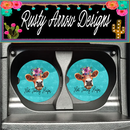 Sugar Skull Black Set of 2 Car Coasters