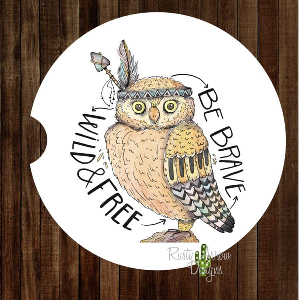Owl Be Brave Wild Set of 2 Car Coasters - Car Coasters