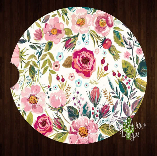 Pink and Blue Boho Set of 2 Car Coasters - Car Coasters