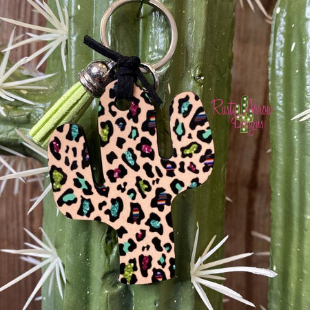Lavender and Mint Green Cactus Key Chain