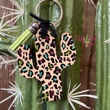 Back with Feathers Cactus Key Chain