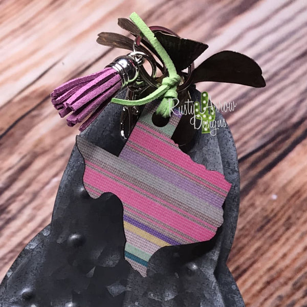 Pink Serape Texas Key Chain