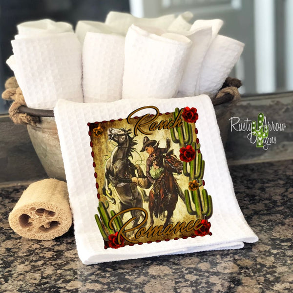 Ranch Romance Waffle Weave Tea Towel