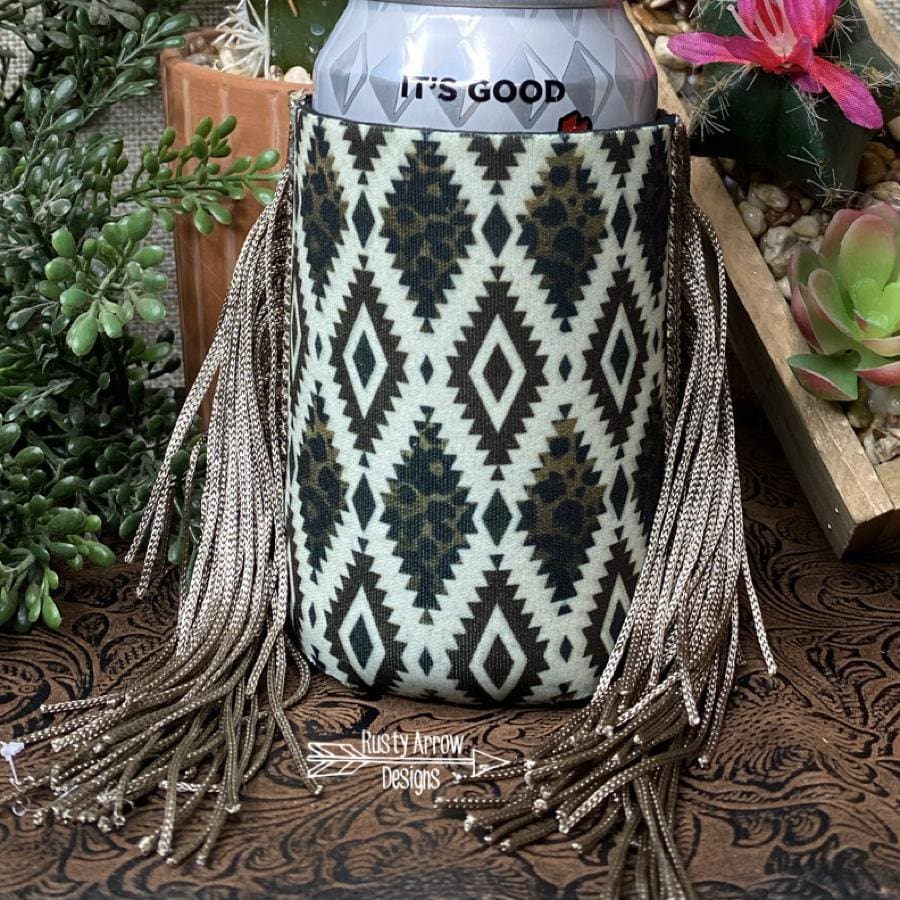 Regular Cheetah Aztec Fringe Koozie
