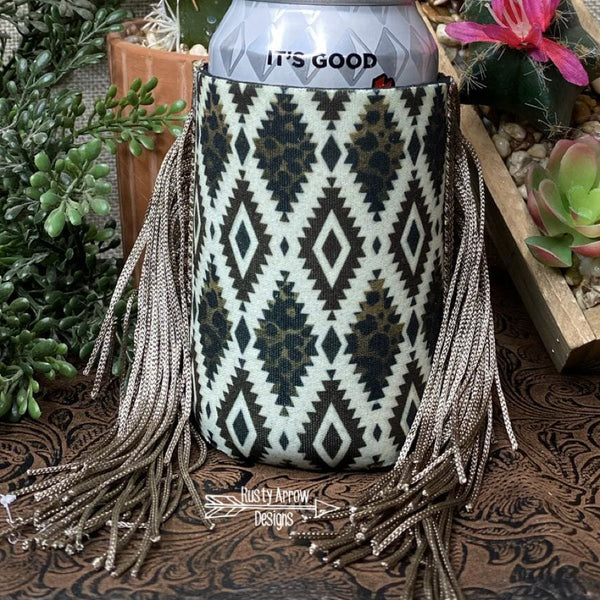 Regular Cheetah Aztec Fringe Koozie - Koozie